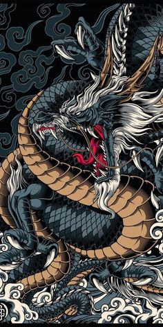 Dragon Tattoo Art, Dragon Wallpaper Iphone, Tattoo Japanese, Japanese Wallpaper Iphone, Japanese Pop Art, Samurai Wallpaper, Graffiti Wallpaper Iphone, Samurai Artwork, Japanese Art Prints