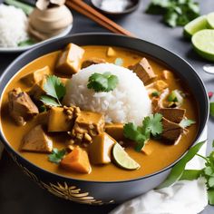 a close up of a bowl of food with rice