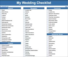 the wedding checklist is shown in blue