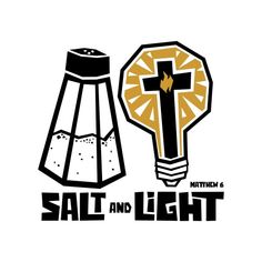 the salt and light logo is shown next to an old fashioned lamp with a cross on it