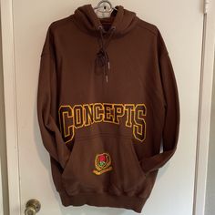 Men’s Hoodie From Streetwear Retailer And Brand, Concepts. Men’s Small Nwot Never Been Worn! Logo And Patch Embroidered On Front Of Hoodie - Watch Video For Detail. Retails For $150 100% Cotton Made In Usa Chocolate Brown Sporty Brown Hoodie For Streetwear, Sporty Brown Sweatshirt For College, Sporty Brown Sweatshirt With Kangaroo Pocket, Watch Video, Chocolate Brown, Hoodies Men, Made In Usa, Man Shop, Mens Shirts