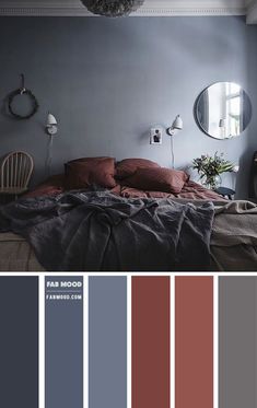 Red Bedroom Colors, Blue Bedroom Colors, Blue Gray Bedroom, Bedroom Colour, Wedding Color Palettes, Red Bedroom, Themes Wedding, Bedroom Colour Palette, Accent Colors For Gray