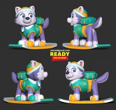 three different images of a toy dog with various poses and expressions on it's body