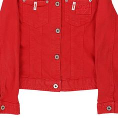 Description:Vintage 12 Years red Dolce & Gabbana denim jacket, fits medium.GENDER: girls CONDITION: good - marks on front.STYLE: denim jacketERA: 1990sCOLOUR: redFABRIC: cottonNotes: Junior. Pit to Pit: 16" Red Cotton Denim Jacket For Streetwear, Casual Red Long Sleeve Denim Jacket, Red Denim Jacket With Pockets, Casual Red Denim Jacket For Streetwear, Red Long Sleeve Denim Jacket For Streetwear, Vintage Red Denim Jacket For Fall, Red Denim Jacket With Pockets For Spring, Fitted Red Denim Jacket, Casual Red Denim Jacket With Pockets