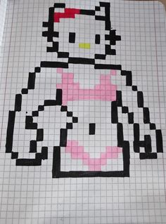 an image of a hello kitty made out of legos on a sheet of paper