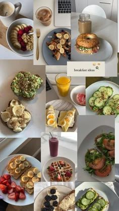 a collage of photos showing different types of food