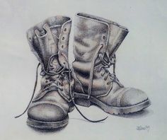 a drawing of two boots with laces on them