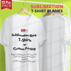 "White unisex sublimation blank crew neck T-shirt in wholesale pack of 12 Pcs. Our sublimation T-shirts are made of 200 GSM (5.9oz) soft & smooth cotton feel blend fabrics of 95% Polyester & 5% Spandex which ensures vibrant colourful printing results. Our T-shirts are optimized for sublimation printing and other types of heat transfer printing systems which come by different names. With our T-shirts you get vibrant, permanent, professional quality design & imaging transfers. The prints will be p Blank T Shirts, Heat Press Machine, Sublimation Blanks, Transfer Printing, Can Design, Dye Sublimation, Heat Transfer, Sublimation Printing, Neck T Shirt