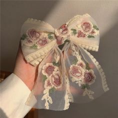 Material: lace Summer Hair Accessories, Floral Type, Rose Lace, Lace Hair, Lace Ribbon, Big Bows, Sweet Style, Bow Hair Clips, Bow Clips