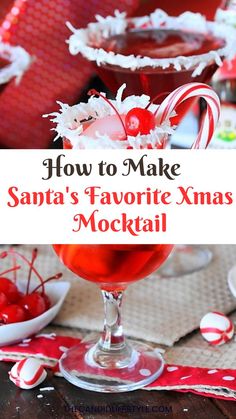 Make Santa's Favorite Xmas Mocktail Santa’s Little Ho Ho Drink, Santa Punch, Non Alcoholic Christmas Cocktails, Candy Cane Mocktail, Red Punch Recipe, Christmas Party Punch, Non Alcoholic Christmas Punch, Christmas Mocktails, Red Punch