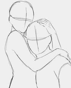 a drawing of two people hugging each other