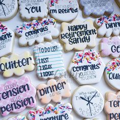 decorated cookies with different sayings on them