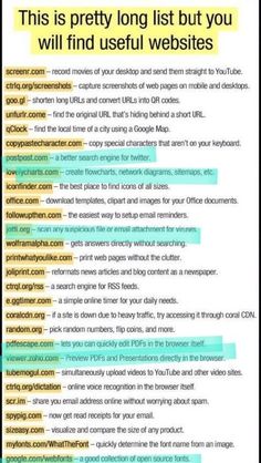 a screenshot of a text message that reads, this is pretty long list but you will find useful web sites
