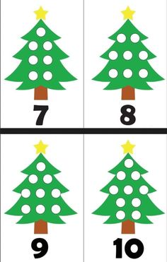 christmas tree counting game for toddlers to learn how to count the numbers in each