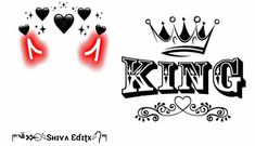 the words king and queen are shown in black and red letters with hearts on them