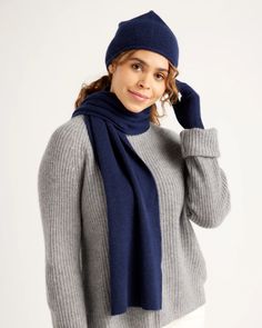 Cashmere Scarf | Quince Navy Quince, Gray Shirt Outfit, What To Pack For Paris, What To Wear In Paris, Paris In The Fall, Cashmere Clothing, 100 Grade, Cashmere Outfits, Cashmere Gloves