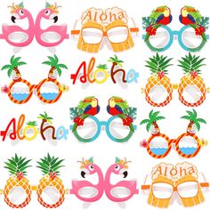 Hawaiian Sunglasses, Island Party Theme, Hawaiian Kids Party, Summer Photo Booth, Luau Photo Booth, Hawaiian Photo Booth, Tiki Party Decorations, Aloha Party Decorations, Beach Theme Party Decorations