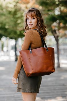 Red Wavy Hair, Nerdy Style, Fall Clothing Essentials, Adventure Fashion, Bag Wishlist, Spooky Basket, Leather Goods Handmade, Mustard Shirt, Handmade Tote Bags