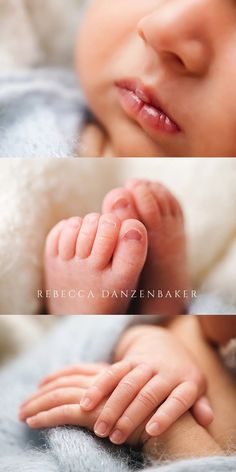 two photos of a baby's hands and feet