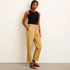 Slim-Fitting Pant With Adjustable Waist Tabs For A More Tailored Fit. High Waisted With A Straight Leg. 28.75” Around The Waist And 38.5” Around The Hip. Front Rise: 11.6”, Inseam: 29”. Striped Pocket Lining. New With Tag. Size 2. Fitted High-waisted Summer Chinos, Fitted Khaki Cargo Pants, High-waisted Summer Chinos For Workwear, Summer High-waisted Chinos For Work, High Waist Summer Chinos For Work, High Waist Chinos For Summer Workwear, Alex Mill, 90s Looks, Off Duty