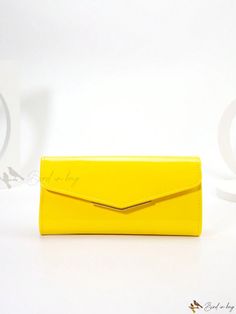 Bird in Bag - Premium Yellow Patent Leather Envelope Clutch Purse with Ample Storage - Luxurious and Stylish Evening Bag for Women Chic Yellow Clutch For Formal Occasions, Elegant Yellow Pouch Clutch, Formal Yellow Pouch Shoulder Bag, Formal Envelope Clutch, Envelope Clutch Purse, Leather Envelope Clutch, Leather Envelope, Envelope Bag, Envelope Clutch