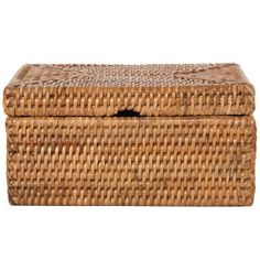 an empty wicker box on a white background