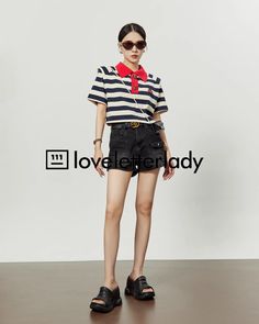 A striped top with cherry embroidery on the chest.

The moderate looseness and compact length add a trendy feel.

With its eye-catching color scheme, it is sure to become the focal point of your coordination.
◾️Model
Height/Weight：167cm(65.7in)/45kg(99.2lb)
Fitting Size：S



Size (cm)
Length
Chest
Shoulder
Sleeve Length


S
37.7
98.8
44
21


M
38.5
102
45
21.5


L
39.3
105.2
46
22 Chic Striped Cotton T-shirt, Chic Striped T-shirt For Summer, Trendy Crew Neck Top With Striped Collar, Casual T-shirt With Striped Collar For Summer, Preppy Striped Summer Tops, Black T-shirt With Striped Collar For Summer, Black Tops With Striped Collar For Summer, Trendy Black Tops With Striped Collar, Trendy Contrast Stripes T-shirt For Spring