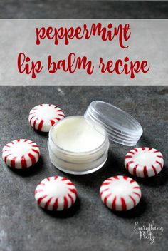 peppermint lip balm recipe with red and white candies