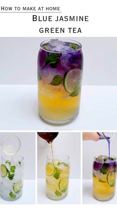 Butterfly pea tea Chicken White Wine, Pasta With Red Sauce, Tea Ice Cubes, Blue Jasmine, Butterfly Pea Tea, Iced Drinks Recipes, Tea Drink Recipes, Drink Recipes Nonalcoholic, Jasmine Green Tea