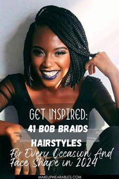 41 Bob Braids Hairstyles For Every Occasion And Face Shape Black Short Braids Hairstyles, Crochet Braid Bob Hairstyles, Braids Bob For Black Women, Bob Hairstyles For Black Women Braids, Bob Box Braids Styles Shoulder Length, Box Braid Bob Shoulder Length, Braided Hairstyles For Older Black Women Over 50, Braid Bob Hairstyles