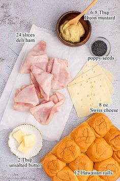 the ingredients to make an appetizer include ham, cheese, and other meats