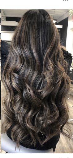 Dark Brown Hair With Cold Blonde Highlights, Black Hair Blonde Lowlights, Balayage In Dark Brown Hair, Ashy Dimensional Balayage, Baylage Brunette Winter, Ash Dimensional Brunette, Teddy Bear Highlights On Dark Brown Hair, Neutral Balayage On Dark Hair, Chocolate Mocha Hair