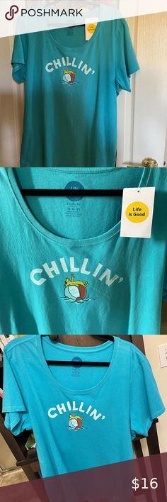 LIFE IS GOOD CRUSHER TEE TURQUOISE CHILLIN' BEACH BALL NWT XL RETAILED AT $26 Beach Ball, Dog Sitting, Workout Tshirts, The Dog, Perfect Summer, Rocket, Life Is, Life Is Good, Floating