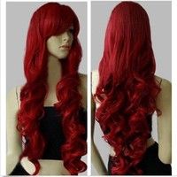 Description: Material: 100% Japanese Kanekalon Fiber Cap Size: Average Color Selection: As the pictu Blue And Red Hair, Red Cosplay, Diy Kostüm, Spiral Curls, Quality Wigs, Red Wigs, Side Bangs, Anime Hair, Full Wigs