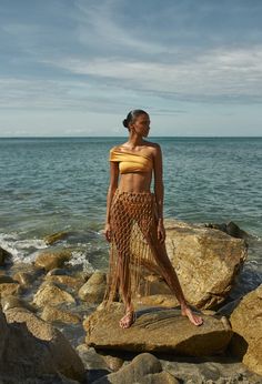 GOA BOTTOM GOLD Luxury Beachwear, Bleecker Street, Coverup Skirt, Conscious Fashion, Color Swatch, Coral Reef, Goa, Womens Swimwear, Knitwear