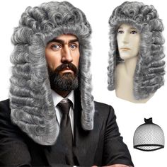 PRICES MAY VARY. Real Design of Judge Wig for Anime Characters: All style of our founding father wig are designed by our professional cosplayer and designer; we have over 10 years design experience and cooperated with comic con Adjustable Cap Size for All: Long barristers wig are designed with 2 adjustable straps, 2 hooks and soft breathable material hair net. Adjust powdered wig size from small to medium to large; suits all head circumferences, so no need to worry about size Easily Styled: Our George Washington Wig, Barrister Wig, Judge Wig, Colonial Wigs, Powdered Wig, Silver Wig, Silver Wigs, Men's Wigs, Anime Outfit