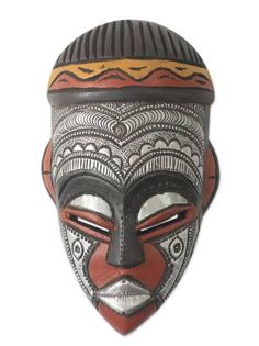 African Wood Carvings, Jose Fernandez, African Artwork, Wood Mask, Mask Painting, African Paintings, Afrikaanse Kunst, African Home Decor, Wall Mask