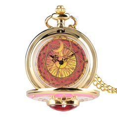 Cardcaptor Sakura Pocket Watch 3 Red Heart Patterns, Anime Stars, Pocket Watch Necklace, Modern Heart, Fob Watch, Kawaii Stuff, Card Captor, Girls Watches, Watches Unique