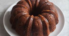 a bundt cake sitting on top of a white plate