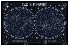 the map of the night sky with stars and names on it, as well as an image