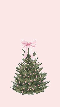 a christmas tree with pink bows on it