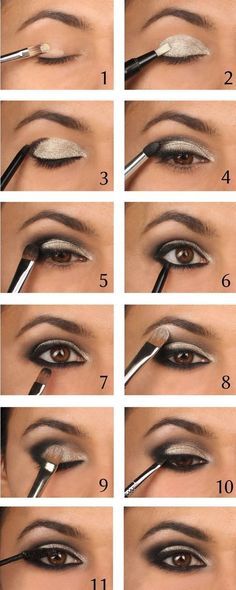 Easy Eye Makeup Tutorial, Eyeliner Tips, Silver Eyeshadow, Makeup Sephora