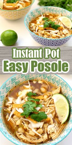 the instant pot easy posole recipe is ready to be eaten in less than 30 minutes