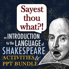 shakespeare and ppt bundle with an image of shakespeare's speech bubble above it