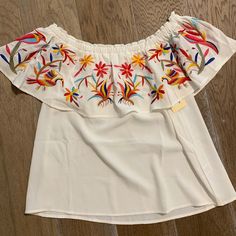 New With Tags. Entro Size Small Top Chic Multicolor Top With Floral Embroidery, Chic Multicolor Tops With Floral Embroidery, Chic Multicolor Floral Embroidered Tops, Boho Long Sleeve Top, Sheer Long Sleeve Top, Babydoll Tank Top, Organza Top, Flounce Top, Floral Print Tunic