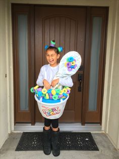 Cereal Bowl Costume Diy, Diy Cereal Costume, Fruit Loops Costume, Cereal Costume Ideas, Bowl Of Cereal Costume, Cereal Costume, Infant Halloween Costumes, Diy Cereal, Mario Und Luigi