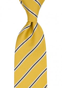 Necktie - Yellow base with blue and white stripes Classic Yellow Ties For Work, Classic Yellow Ties For Office, Charcoal Suit, Light Blue Tie, Gold Tie, Boys Ties, Boys Bow Ties, Wide Stripes, Cool Sunglasses