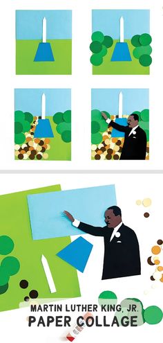 an advertisement for martin luther king jr's paper collage