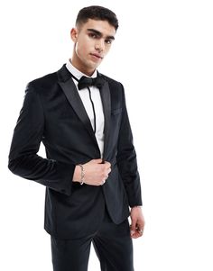 Suits by ASOS DESIGN Do the smart thing Satin peak lapels Padded shoulders Single-breasted style Single button fastening Jet pocket Centre vent Slim fit Holiday Dress Outfit, En Pointe, Tuxedo Suit, Velvet Fashion, Maxi Dress Trend, Black Wrap Dress, Petite Maternity, Hoodies For Sale, Skirt Leggings