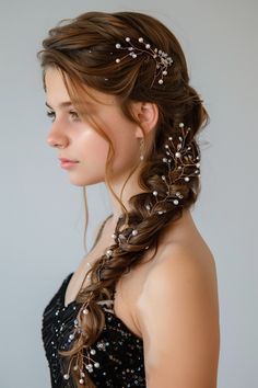 Formal Side Hairstyles, Grad Hairstyles, Prom Braid, Cute Prom Hairstyles, Fancy Braids, Side Braid Hairstyles, Wedding Braids, Simple Prom Hair